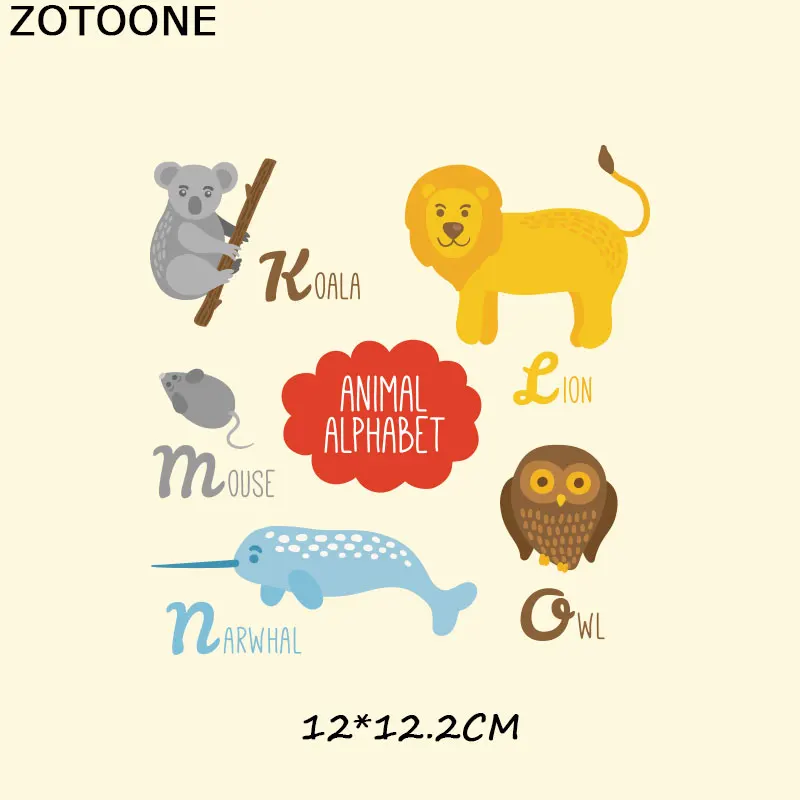 ZOTOONE Cute Cartoon Animal Patches for Clothing Iron on Transfers DIY Accessory Decoration Print on T-shirt Jeans for Children