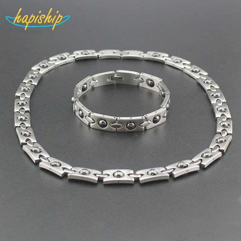 

Hapiship New Men/Women's Energy Stainless Steel Magnetic Ball Therapy Necklace/Bracelet Jewelry For Ladies and Gentlemen TG23-9