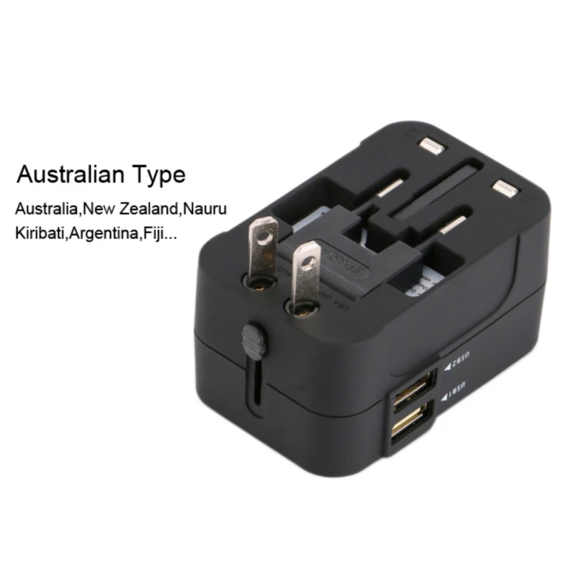 Универсальный международный переходник 2 USB Порты и разъёмы World Travel AC Мощность Зарядное устройство адаптер вилку