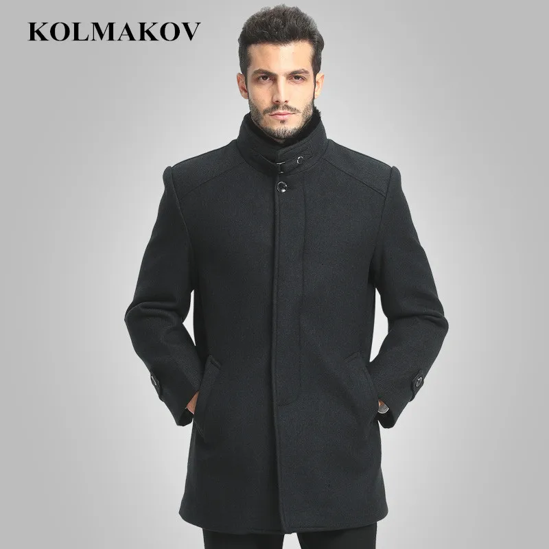 KOLMAKOV Men's Woolen Coats Business Casual Overcoats Homme men Autumn ...