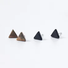 925 пробы серебряные серьги-гвоздики для женщин из синтетического дерева милые геометрические треугольные трендовые Женские винтажные художественные ювелирные изделия для ушей
