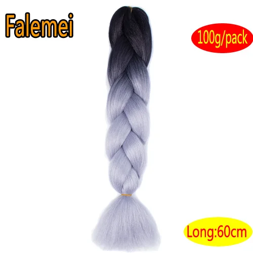 FALEMEI синтетические волосы для наращивания на крючках Омбре огромные косички волос 100 г/упак. 24 дюйма афро объемные волосы Джамбо косы с крючком - Цвет: Омбре