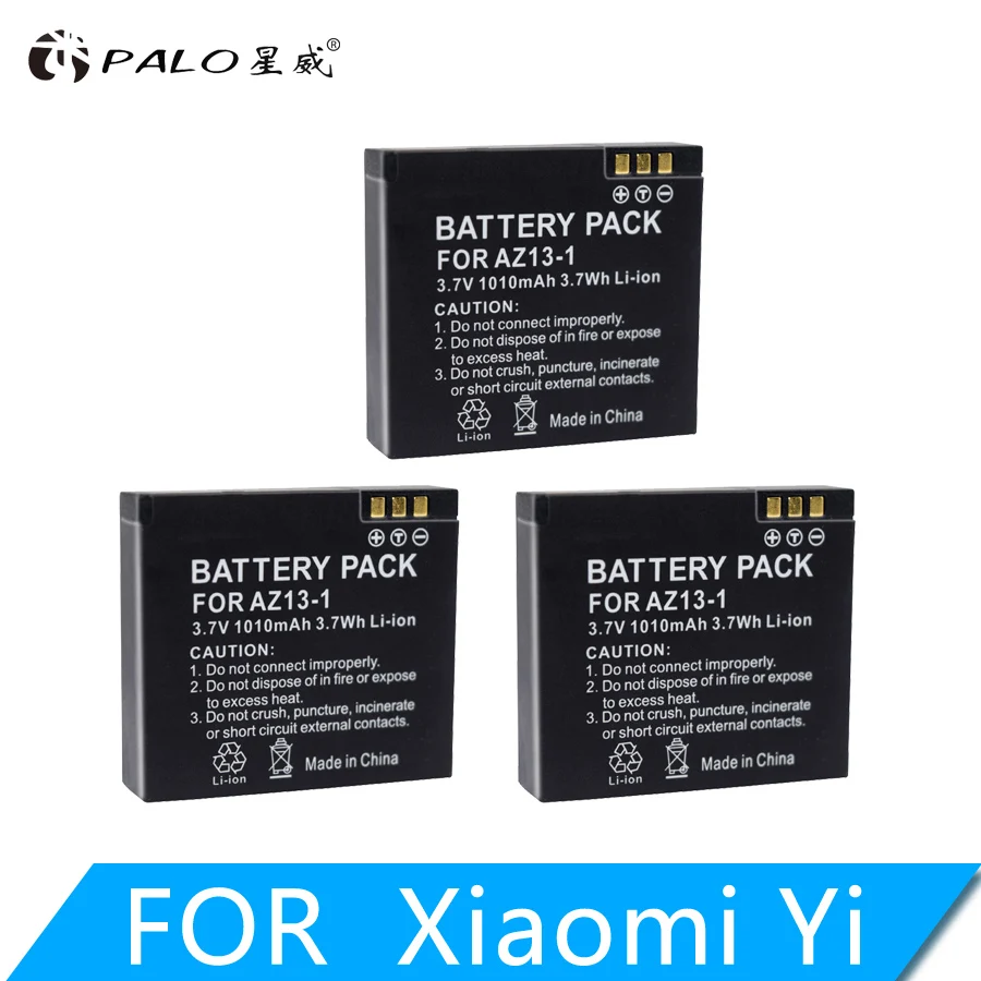 PALO 4 шт. AZ13-1 AZ13 батареи 3,7 в 1010 мАч литий-ионная Цифровая батарея для Xiaomi Yi аксессуары для экшн-камеры+ USB зарядное устройство - Цвет: 3 PCS