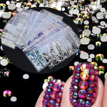 

Nail Rhinestone 10 Colors 1680pcs Mixed 6 Sizes ss3-ss10 Nail Art Decoration Flatback Glass Stones Shiny Gems DIY Gems