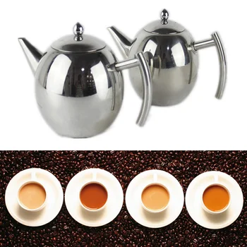 

Teapot Wedding 1L Durable Teapot Coffee Tea Kettles Stainless Steel Infuser Filter Tool Tea Pot With Strainer Kitchen Tool