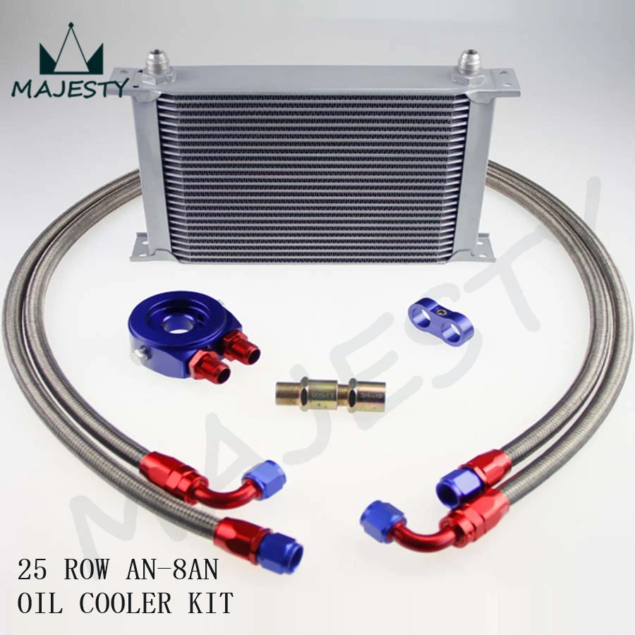AN 8AN 25 ROW UNIVERSAL ENGINE TRANSMISSION OIL COOLER + FILTER