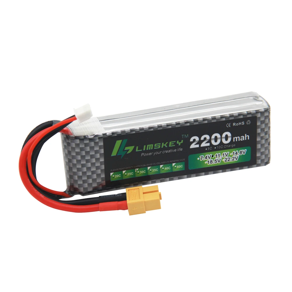 

Limskey Power Brand New Lipo Battery 11.1V 2200mAh 25C MAX 35C 3S T Plug for RC Car Airplane T-REX 450 Helicopter Part