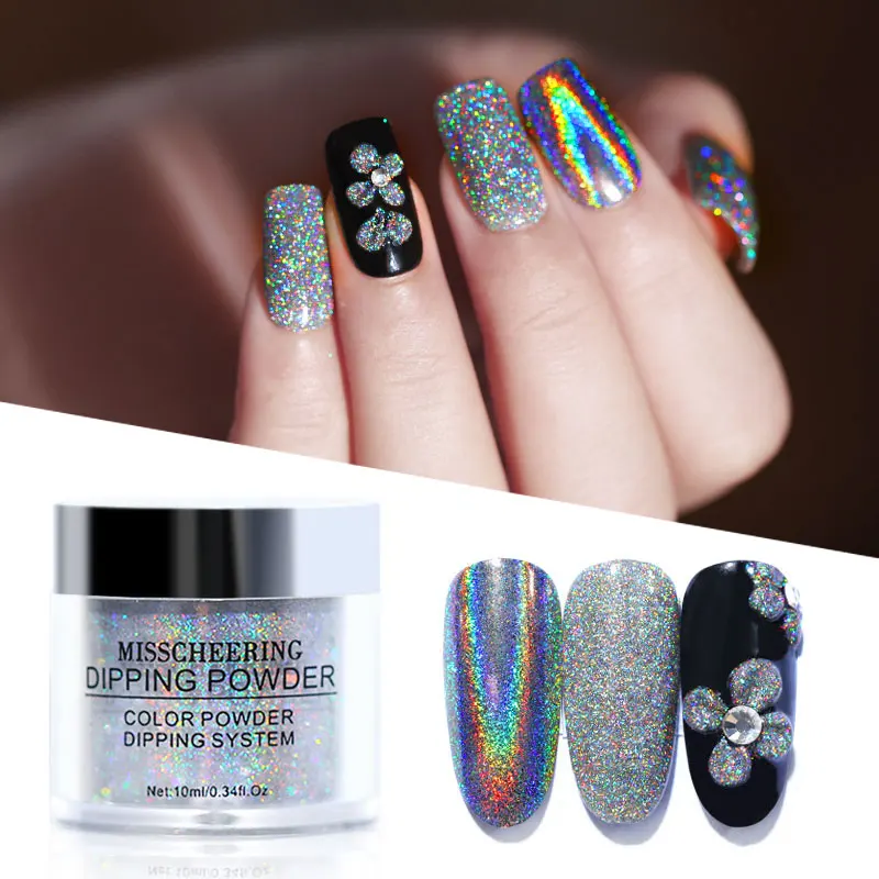 

10ML Gradient Holographic Nail Glitter Powder Nail Polish Mirror Chrome Pigment Shell Neon Laser Dipping Powder for Nails Art