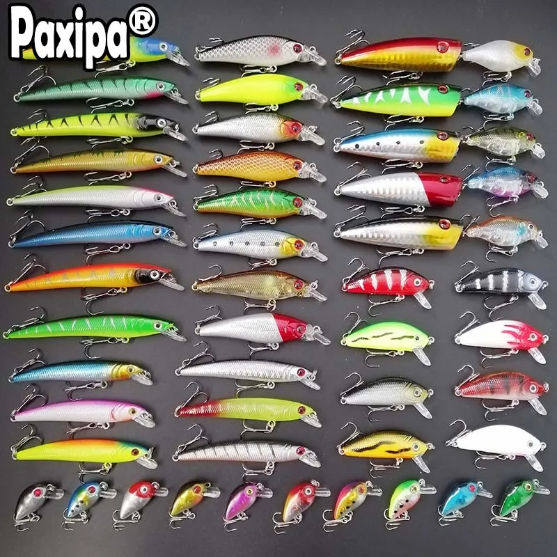 

52pcs lot Mixed Fishing Lures Minnow Crankbaits Bass Baits Wobblers Set Lifelike Fake Fishing bait Tackle Drop shipping