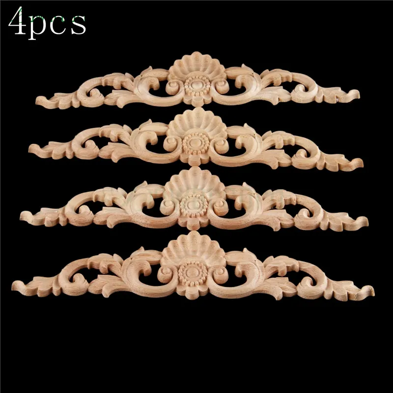 bowarepro 4pcs Wood Carved Decal Corner Onlay Decal Angle Applique