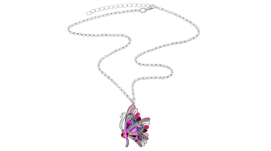 WEVENI Эмаль сплав горный хрусталь Милая бабочка Короткая подвеска на ожерелье модное ожерелье с насекомыми ювелирные изделия для женщин девочек Bijoux