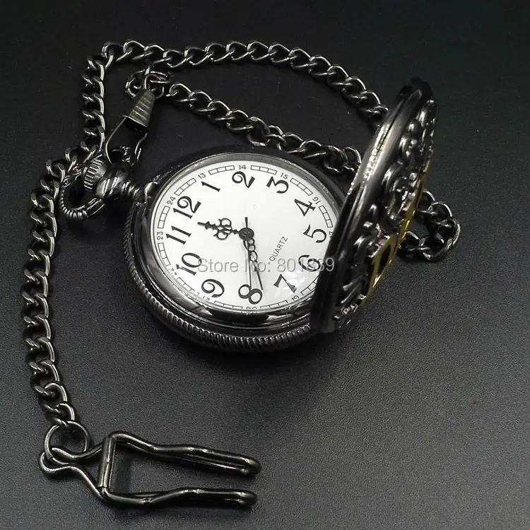 Папа черный серебристый кварцевые мужские карманные часы хороший подарок нового корабля WIT номер для отслеживания по оптовой цене H017