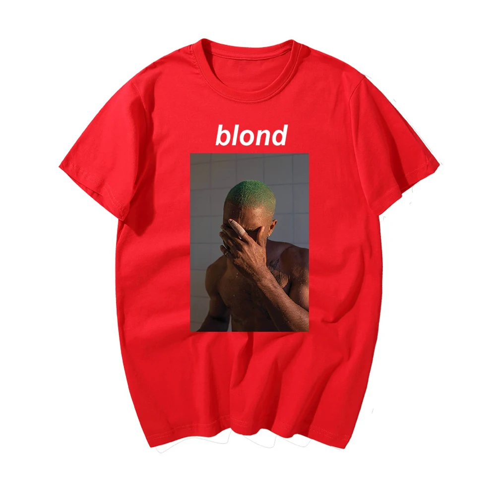 Модная футболка с принтом Frank Ocean Blond, Забавные футболки Harajuku, повседневные хлопковые футболки с коротким рукавом, новая летняя футболка мужская хип-хоп - Цвет: Red