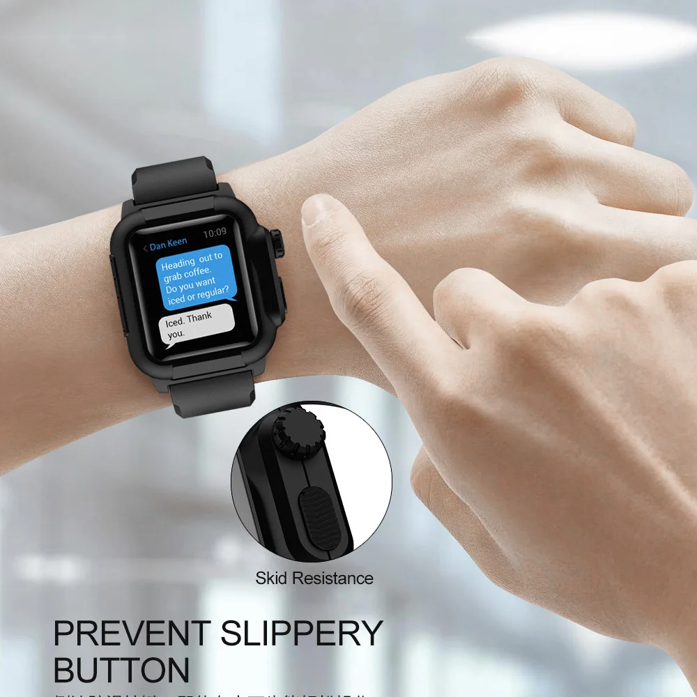 Водонепроницаемый чехол для Apple Watch 6 5 4 с силиконовым ремешком 44 мм 40 iWatch ремешок