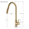 Quyanre Brushed Gold Kitchen Faucet Pull Out Kitchen Sink Water Tap Single Handle Mixer Tap 360 Rotation Kitchen Shower Faucet ► Photo 2/6