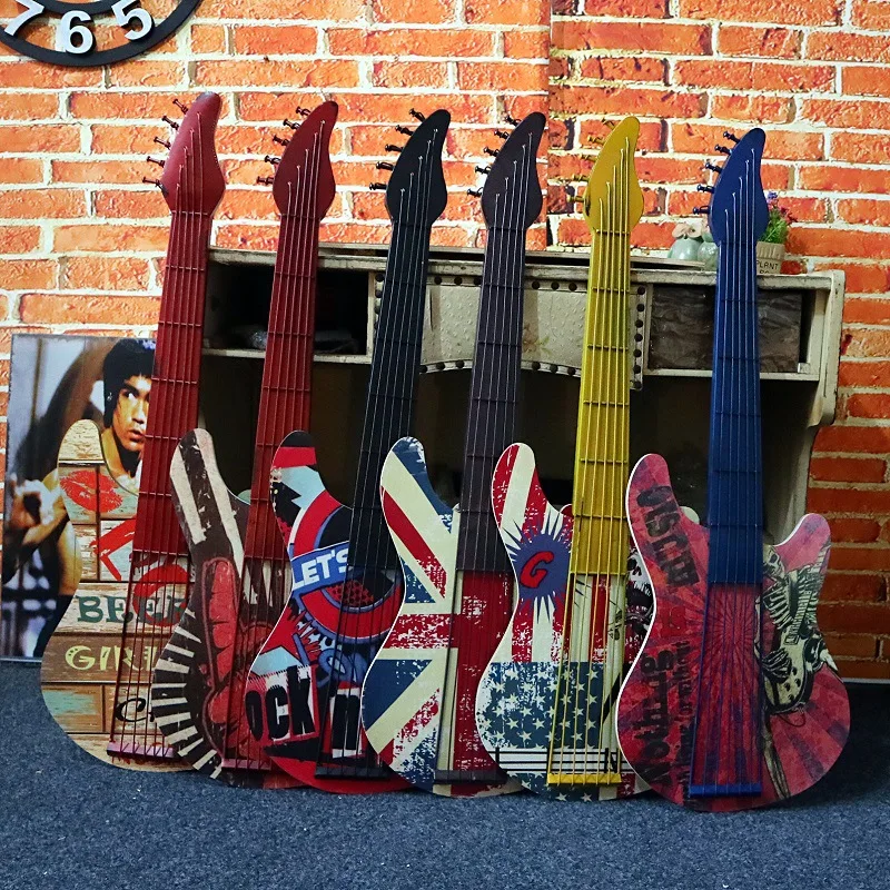 

American Style Retro Iron Guitar Model Wall Decor Craft Home Bar Coffee Shop Restaurant Wall Decoration Creative Gift 10 Styles