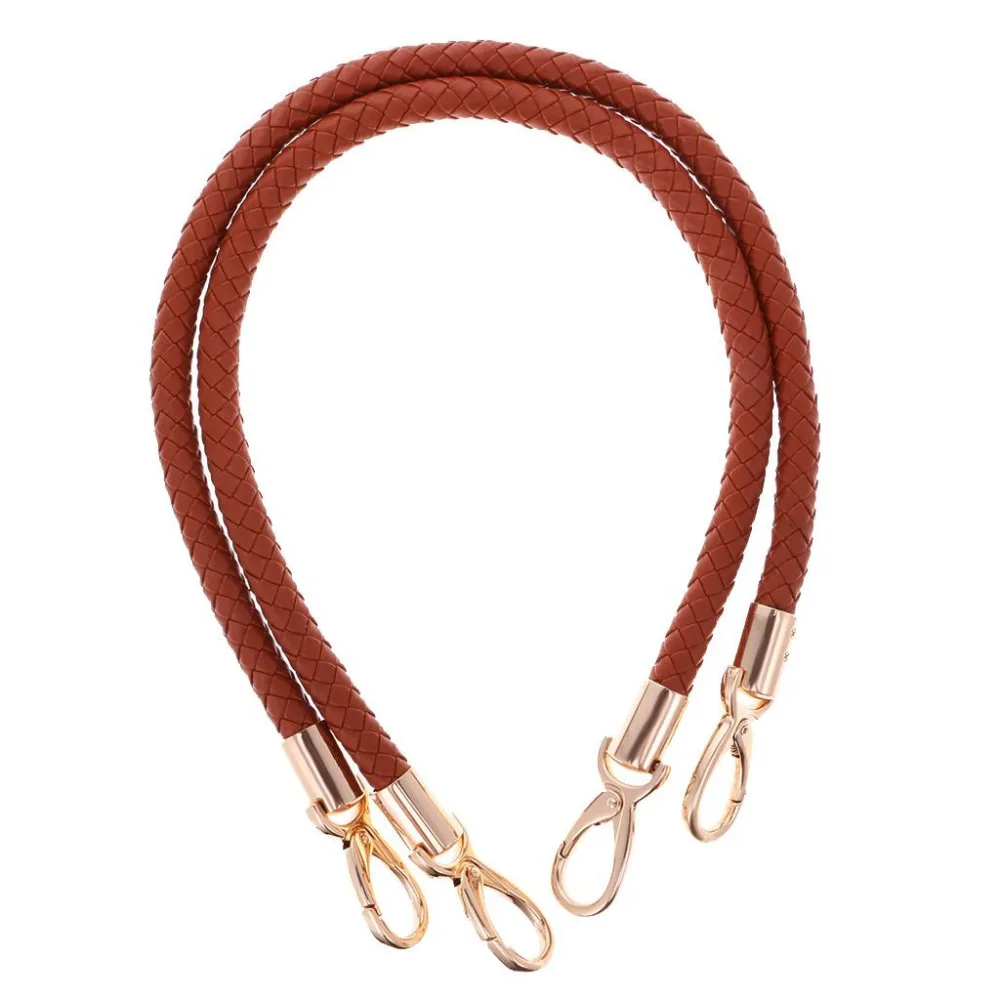 1Pair Leather Bag Handles 60cm Brown Replacement Bag Straps Detachable Shoulder Bags Handbag Rose Handles Bag Accessories Part 2pc 32 60cm bag belt detachable pu leather handle women shoulder bag strap diy replacement accessories handbag handle strap band