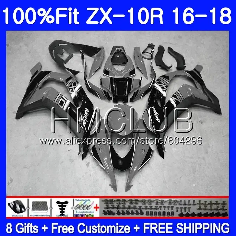 

Injection For KAWASAKI NINJA ZX 10 R ZX10R 16 17 18 42HM.17 ZX 10R ZX1000 ZX 1000 ZX-10R 2016 2017 2018 Flat black Fairing kit
