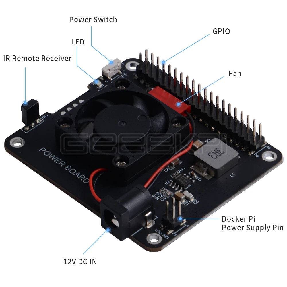 GeeekPi DockerPi плата питания для Raspberry Pi 4B и 3B+ и все платформы питания Авто Вентилятор охлаждения Плата расширения