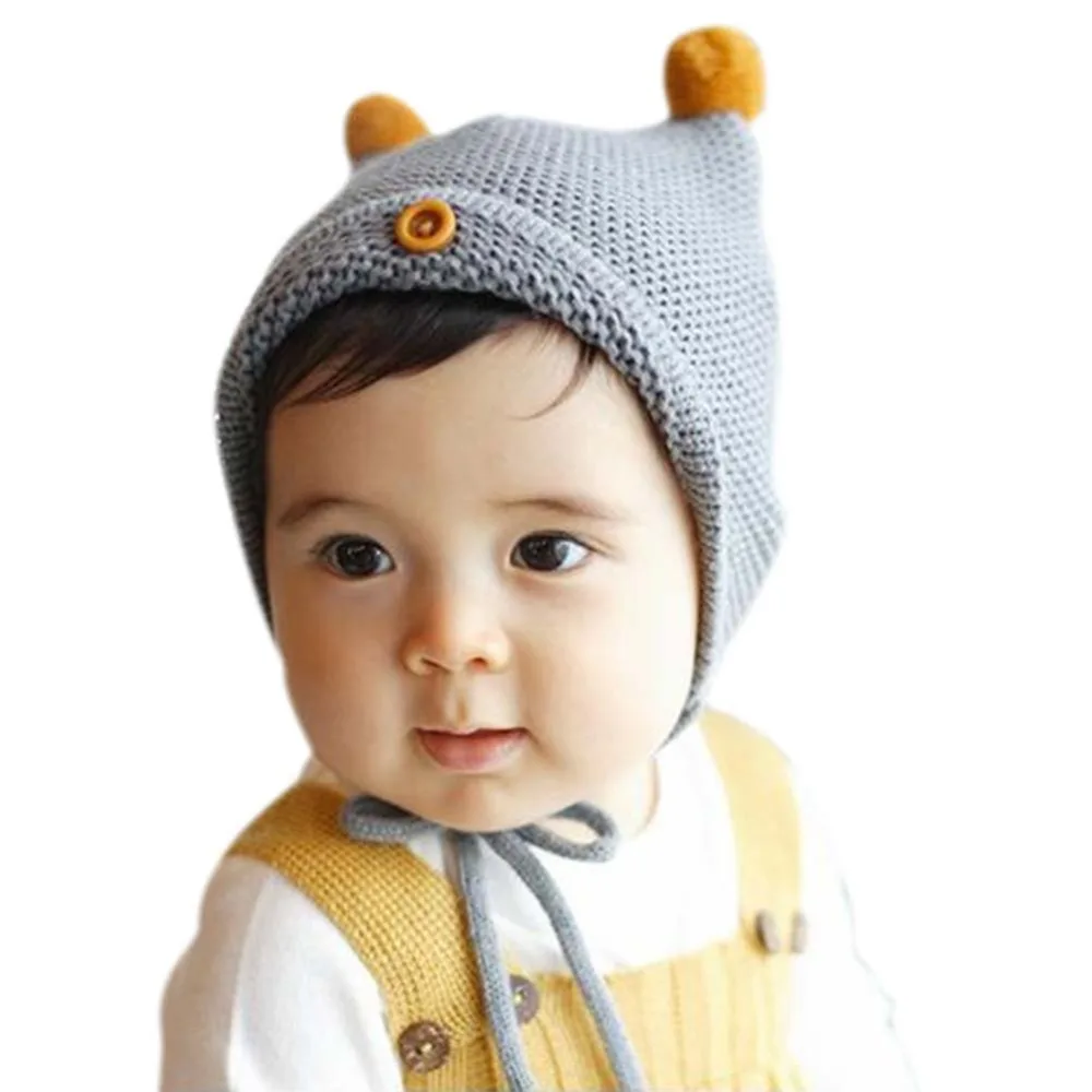 Kids Toddler Girls Hat Winter Cap Tie up Warm Lace Up