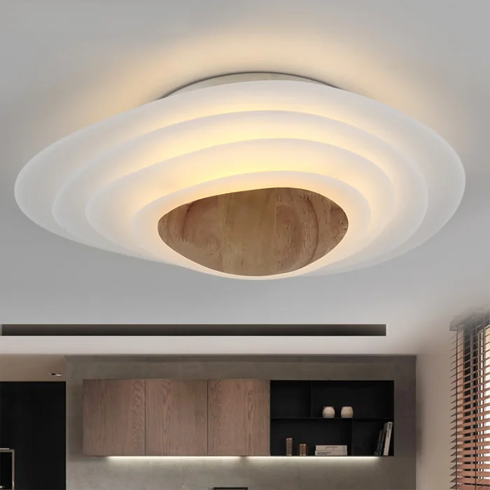 

New Arrival Acrylic Wooden Ceiling Lights For Dining Room Bedroom Living Room LED Ceiling Lamp Fixtures Abajur Lamparas De Techo