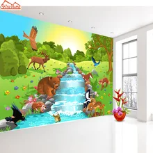 ShineHome-мультяшный Мир животных по речке на заказ обои s 3d дети девочки гостиная спальня на заказ обои