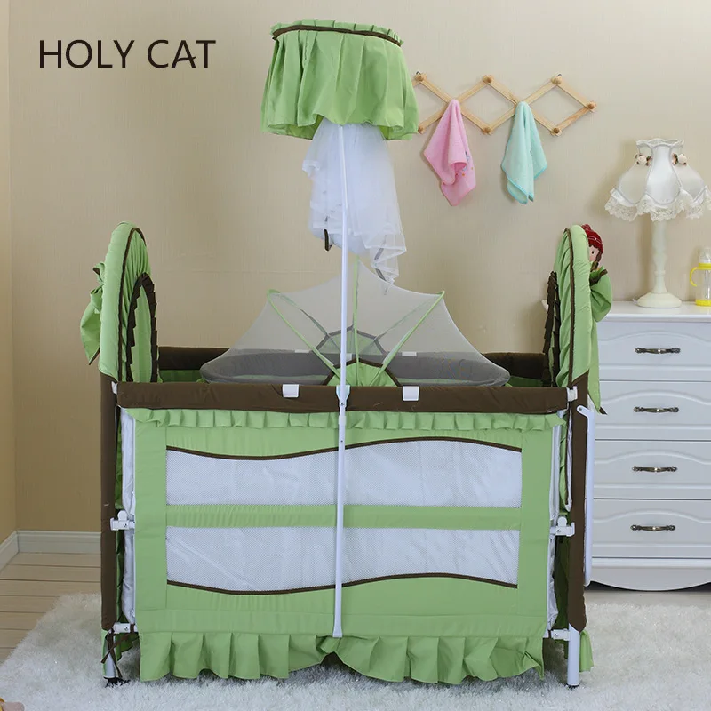  Holycat Korean Fabric Environmental Protection Baby Iron Bed Children Bb Bed Extended Cradle Dc-201