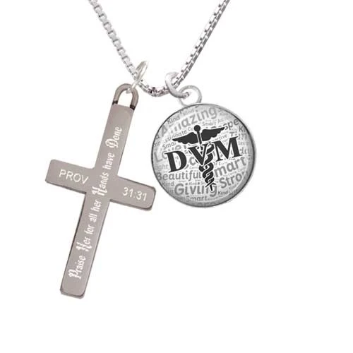 Domed Black DVM - Praise Her - Cross Necklace (1)