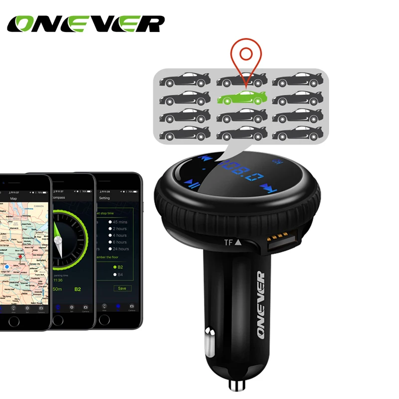 

Onever FM Transmitter Car Mp3 Player with Car GPS Tracker FM Modulator Bluetooth Hands Free Car Kit with Dual USB Car Charger