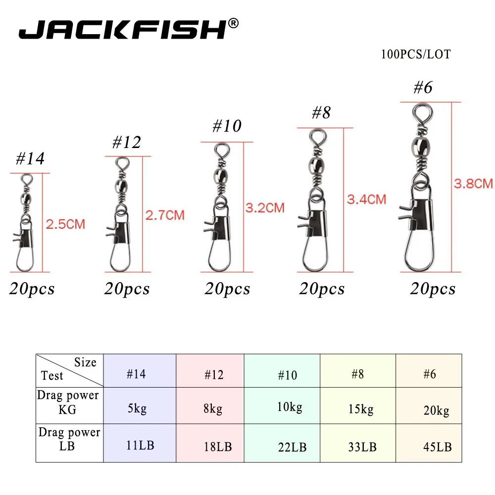 JACKFISH рыболовный соединитель 100 шт./лот контактный подшипник роликовый поворотный из нержавеющей стали с оснасткой снасть для приманки на рыболовецкий крючок аксессуары