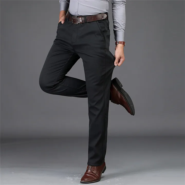 AFS JEEP брюки мужские высокого качества pantalon homme флисовые мужские зимние брюки повседневные и деловые брюки мужские размера плюс 42 - Цвет: Черный