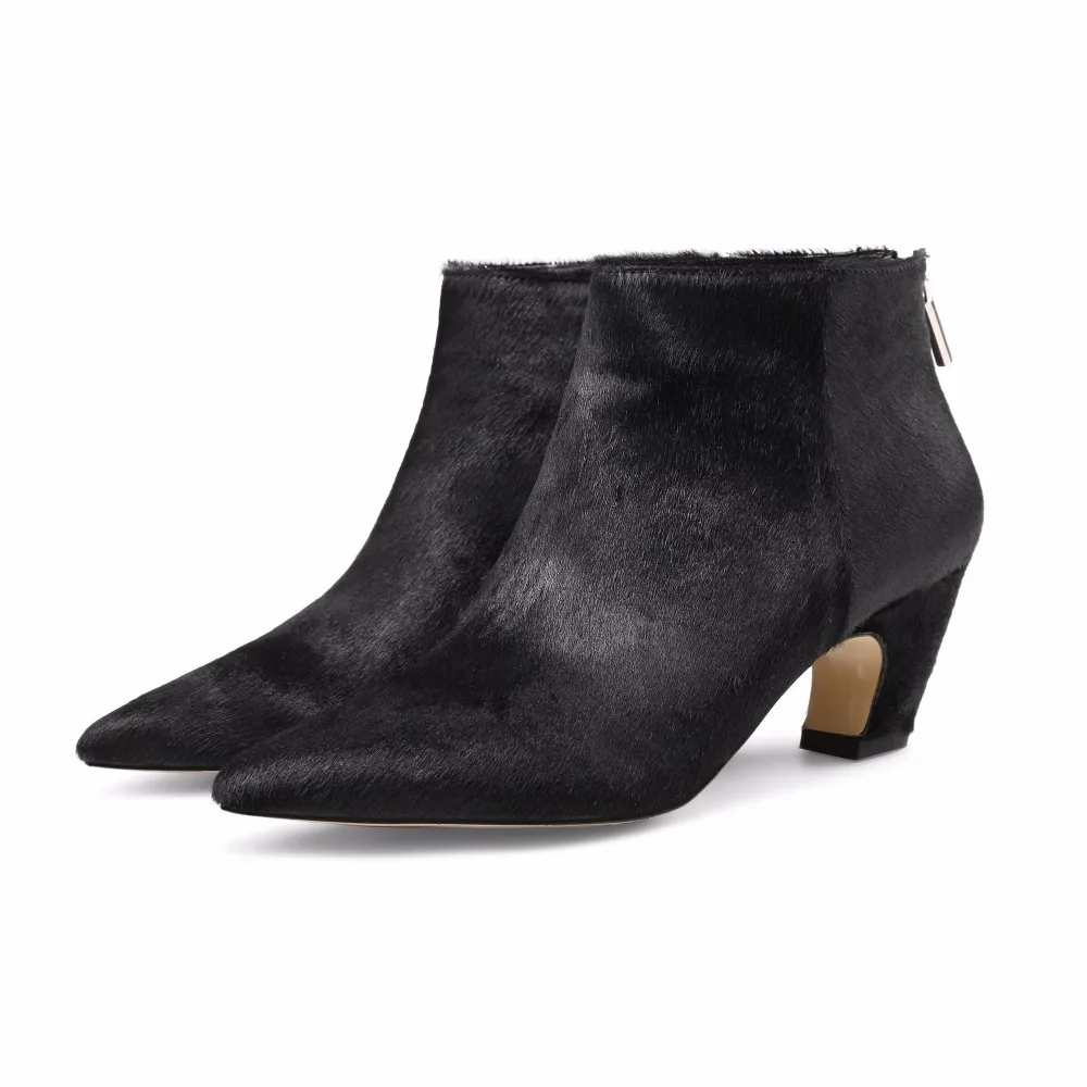 Invierno Black Leopardo Estilo Botas Tobillo Sexy 2018 Punta Arden Zapatos Furtado Crin Nuevo Puntiaguda Moda Extraños Tacones Cremallera Mujer Para leopard HOYwYqx5I