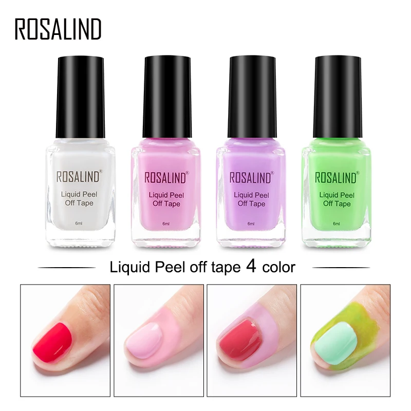 

ROSALIND Nail Gel Polish Primer Peel Off Tape 6ml 4 Colors For Manicure Nails Peel Off Base Coat Gel Paint For Nails