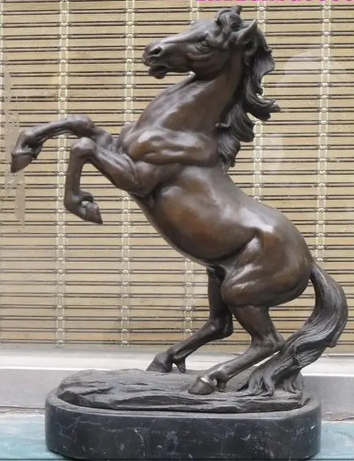 

14" Bronze & Marble Blood BMW Sweat BMW capriole jump Horse ART STATUE