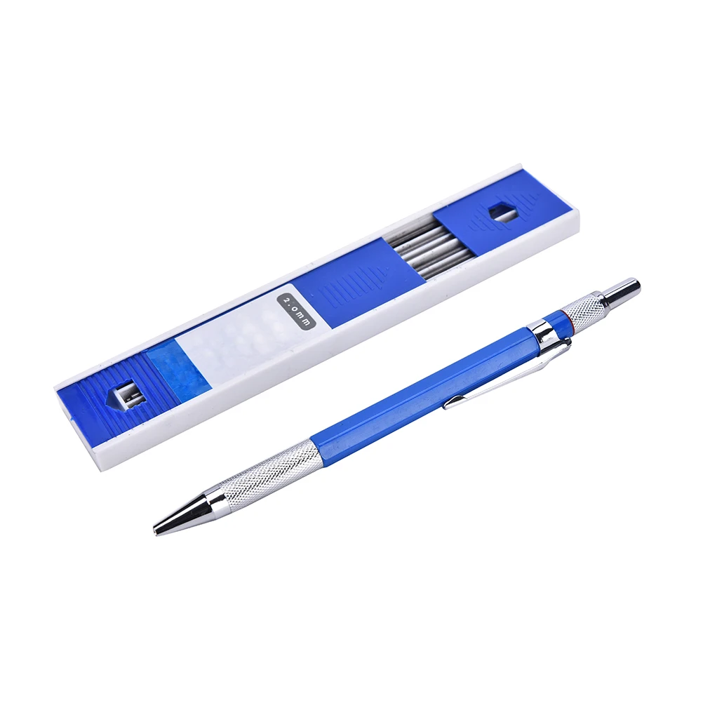 2B Пластик 1 компл. 2 мм металлический корпус автоматические механические карандашей рисовать чертежный карандаш с 12 приводит заправки Размеры: 153x8,5 мм