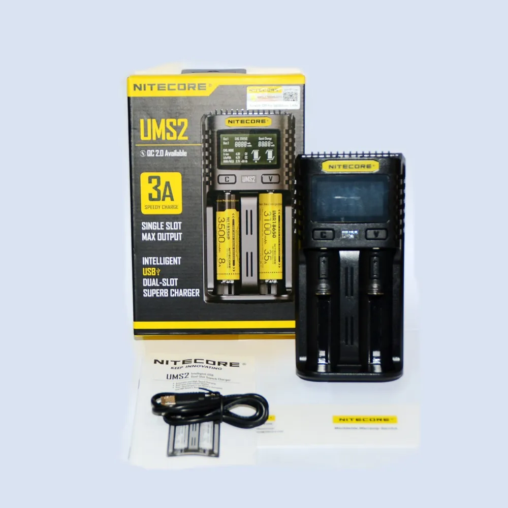 NITECOR UMS2 C4 VC4 lcd умное зарядное устройство для литий-ионных/IMR/INR/ICR/LiFePO4 18650 14500 26650 AA 3,7 1,2 V 1,5 V батареи D4 - Цвет: USB