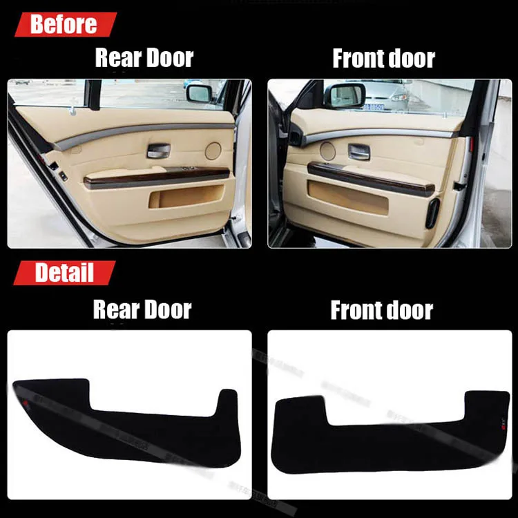 

4pcs Fabric Door Protection Mats Anti-kick Decorative Pads For BMW 7 Series 2004-2008