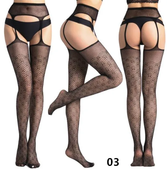 SHENGRENMEI NEW Fashion Sexy Stockings Women Embroidery Open Crotch Pantyhose Plus Size Female 15 Style Tights Garter Lingerie