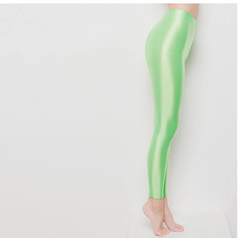 Bodysuit Tights Sexy Oily Pantyhose Temptation Underwear LEOHEX Sexy Fake stockings Love Satin Glossy Swimwear Sexy Swimsuit - Цвет: Fluorescent green