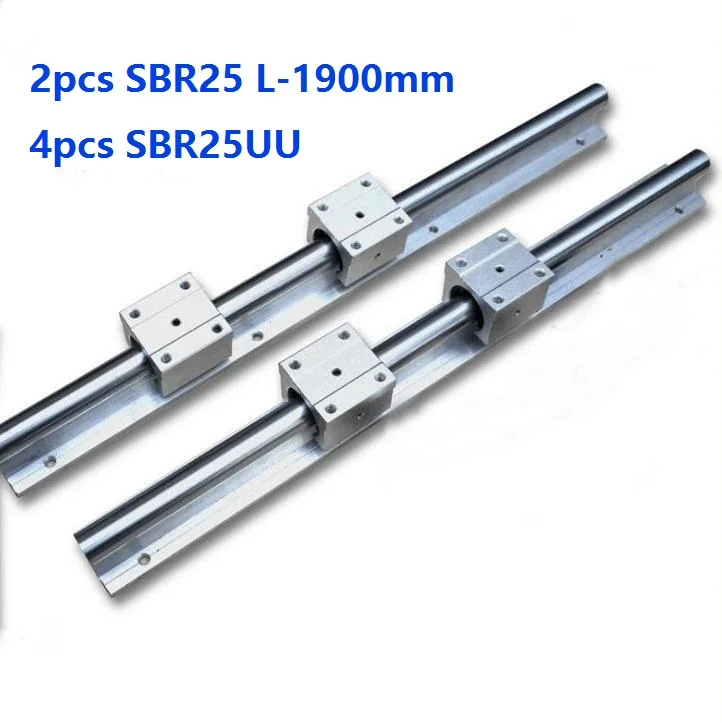 

2pcs SBR25 L-1900mm support rail linear guide + 4pcs SBR25UU linear bearing blocks for CNC router parts