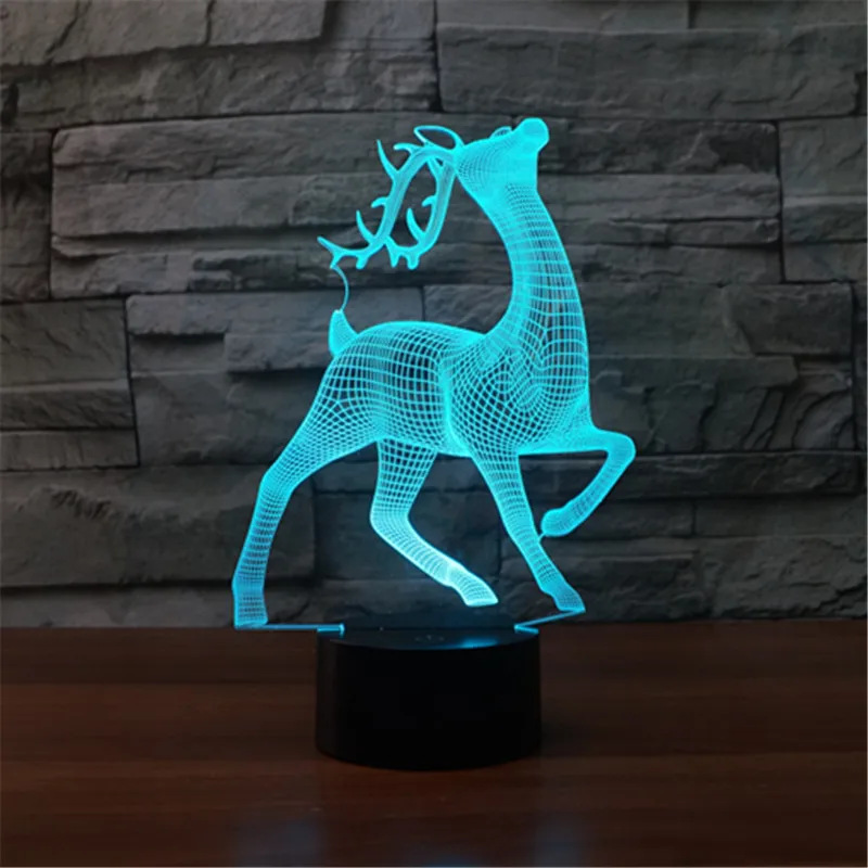 [Seven Neon] Жираф Олень Рождественский олень акриловая настольная лампа 7 цветов 3D