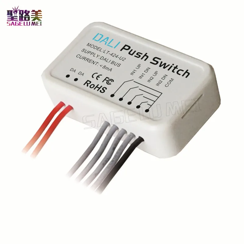 

LTECH LT-424-U2 DALI Double Address Push Switch Powered by DALI Bus Small Size PC Plastic Shell Max 8mA Free shipping