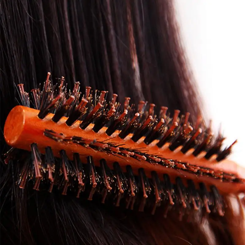 

Pro Portable Protective Curly Hair Comb Round Brush Wood Handle Bristle Anti-static Hairdressing For Salon/Home