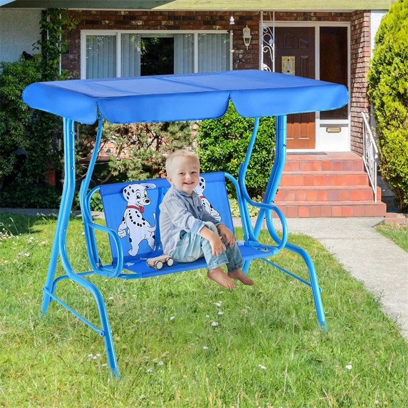 Outdoor Kids Patio Swing Bench With Canopy 2 Seats Op3036 Blue Patio Swing Bench With Canopy 2 Seats