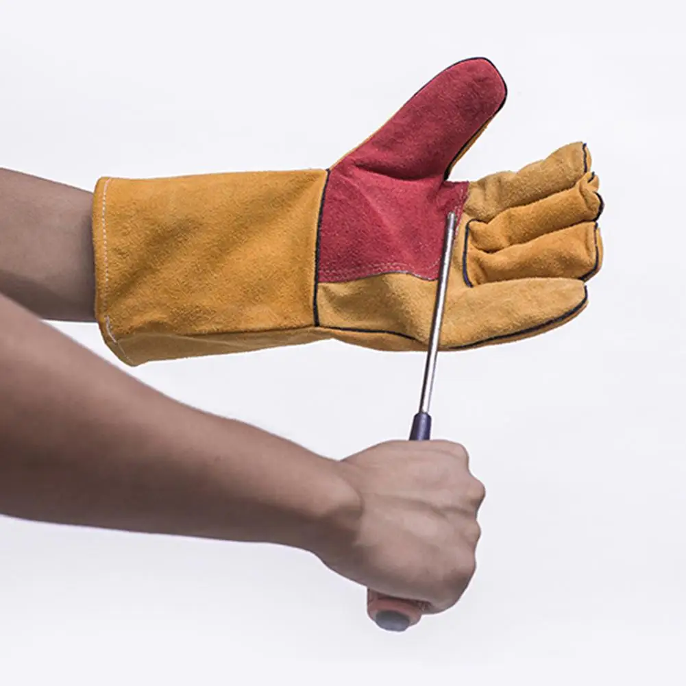 

LanLan Practical Heat Insulation Welding Gloves Cut-resistant Thorn Proof Mittens for Electric Welding Gardening