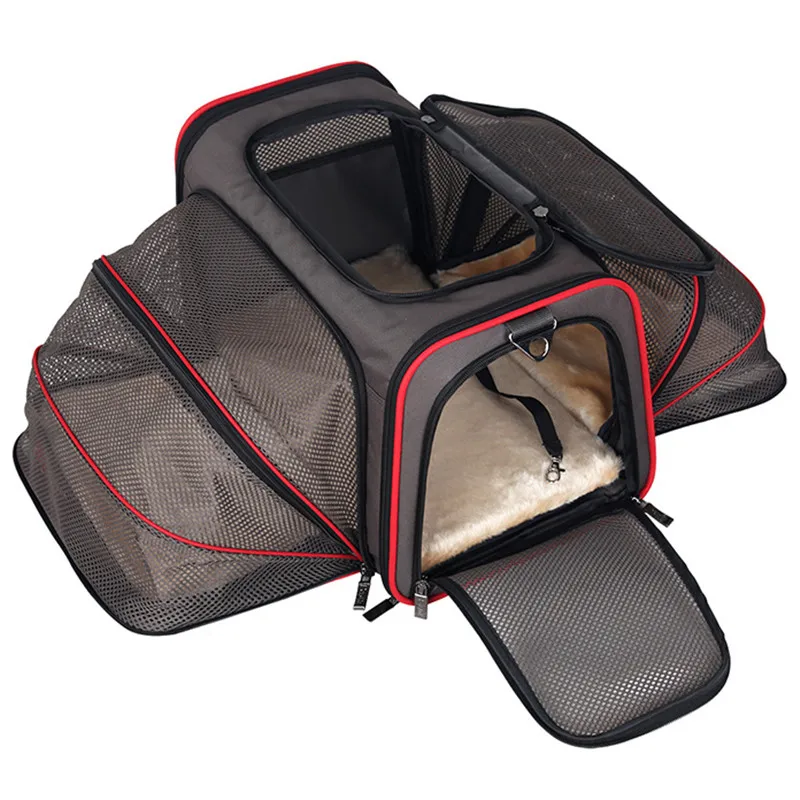 Расширяемый Pet Carrier для маленьких собак и кошек мягкий двусторонний ящик