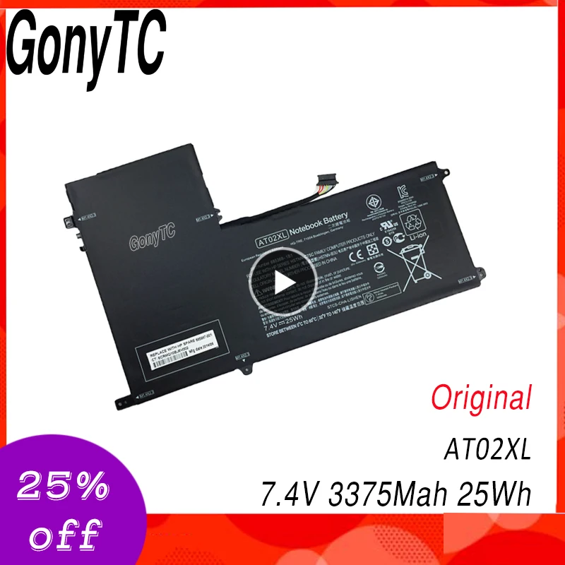 

AT02XL Original Battery For HP ElitePad 900 G1 Table HSTNN-C75C HSTNN-IB3U 7.4V Laptop 3375Mah 25Wh 685368-1B1 Table Battery