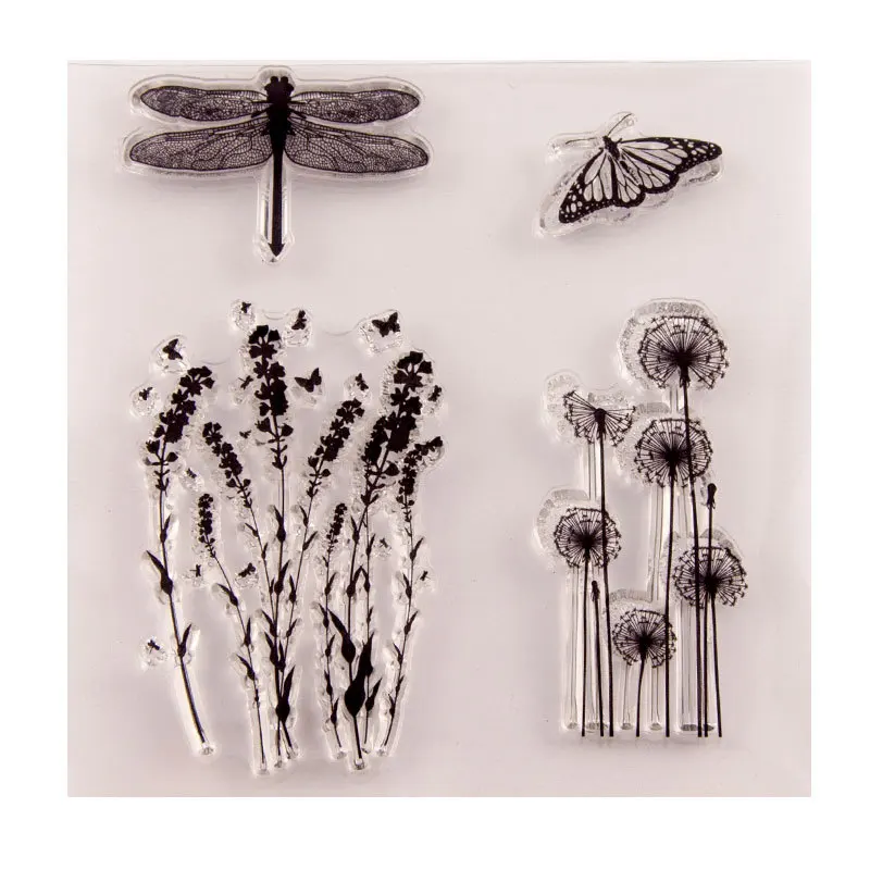 

New Butterfly Dragonfly Transparent Clear Stamps Silicone Seal for DIY Scrapbooking Card Making Photo Album Decoration Crafts