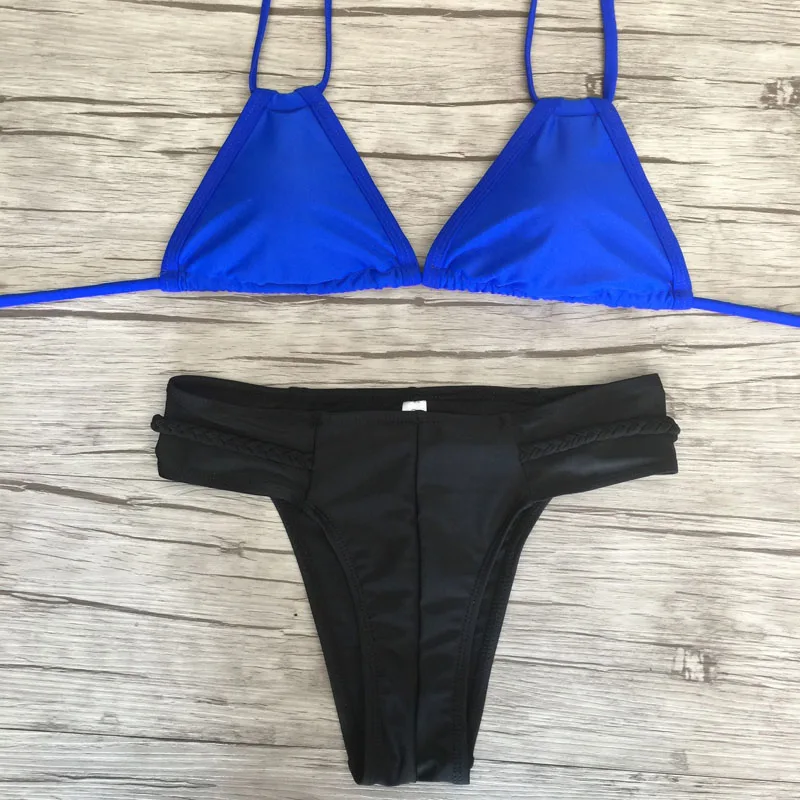 

Hot Design Girl's Sexy Bikinis Set Simple Model Brazilian Hand Made Rope Swimsuit Halter Padded Biquinis Feminino Swimwear 2017