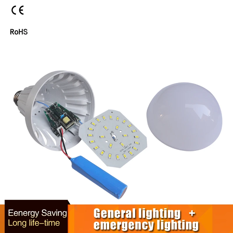 Светодиодный лампа аварийной сигнализации автоматическая зарядка 5 Вт 7 Вт 9 Вт, холодный белый свет аккумуляторная лампа E27 AC85-265V пожарный светодиодный лампада